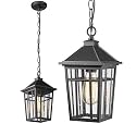Darkaway Outdoor Pendant Light Fixture, Outdoor Hanging Light Porch Lights Fixtures Anti-Rust Waterproof Aluminum with Seeded Glass for Porch Entryway