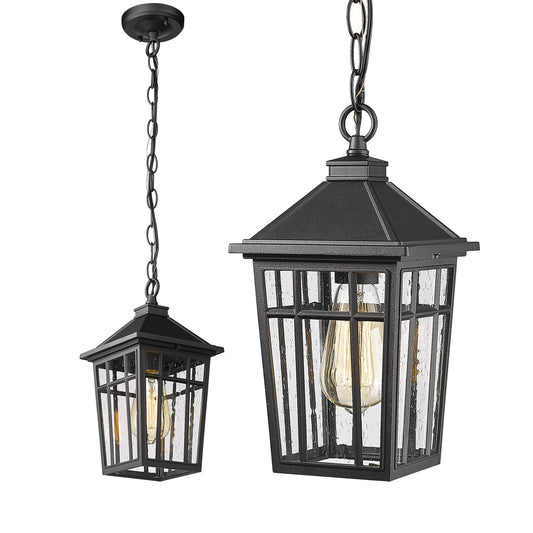 Darkaway Outdoor Pendant Light Fixture, Outdoor Hanging Light Porch Lights Fixtures Anti-Rust Waterproof Aluminum with Seeded Glass for Porch Entryway