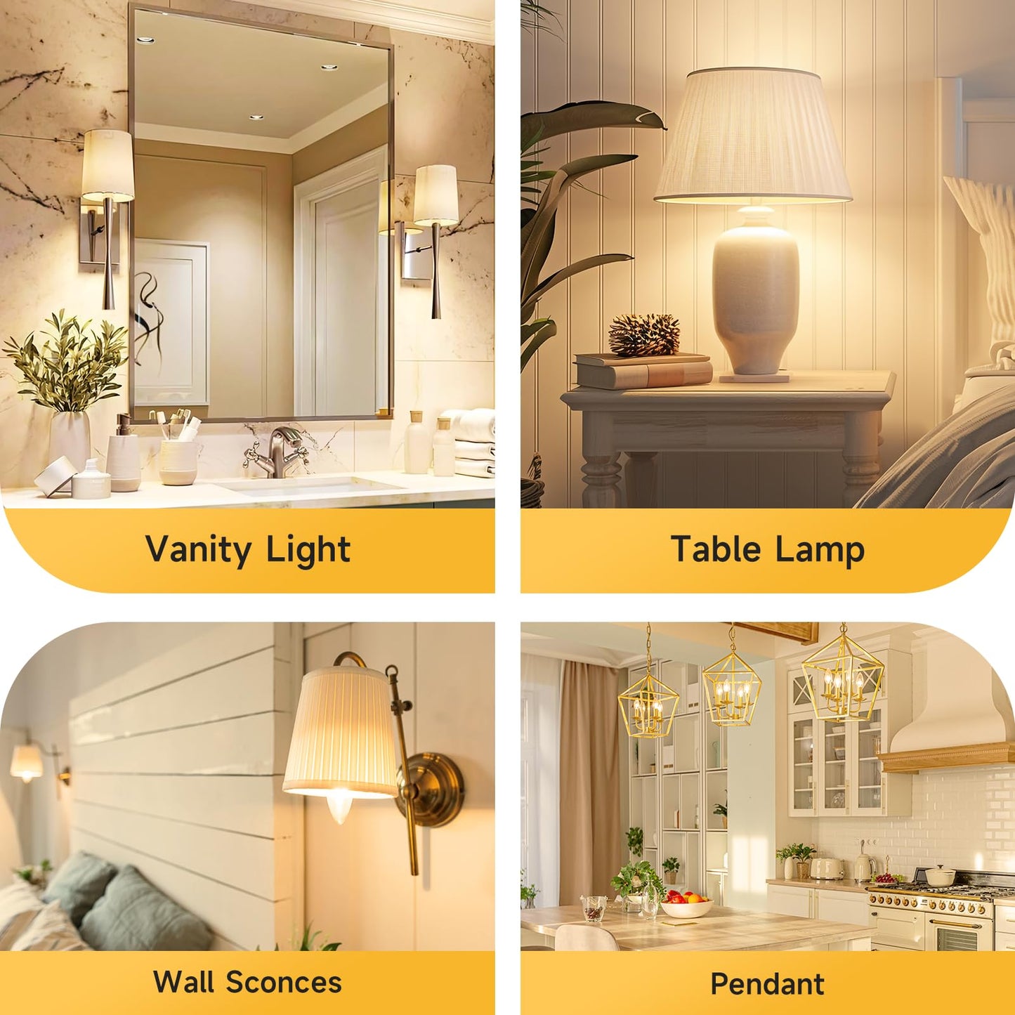 SHINESTAR Dimmable E12 Candelabra LED Light Bulbs, 60W Equivalent, 5.5W B11 Vintage Chandelier Light Bulbs, 2700K Warm White, Filament Clear Glass