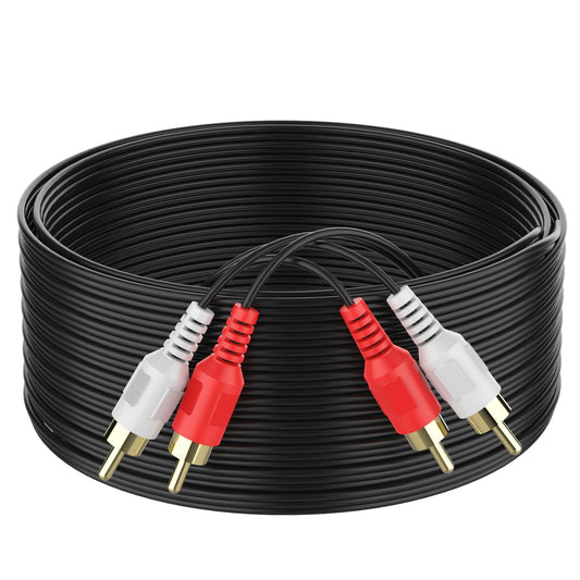 Abireiv RCA Cable 25ft,2RCA M/M Stereo Audio Cable [24K Gold Plated | Copper Core] 2RCA Male to 2RCA Male.for Home Theater, HDTV, Amplifiers, Hi-Fi