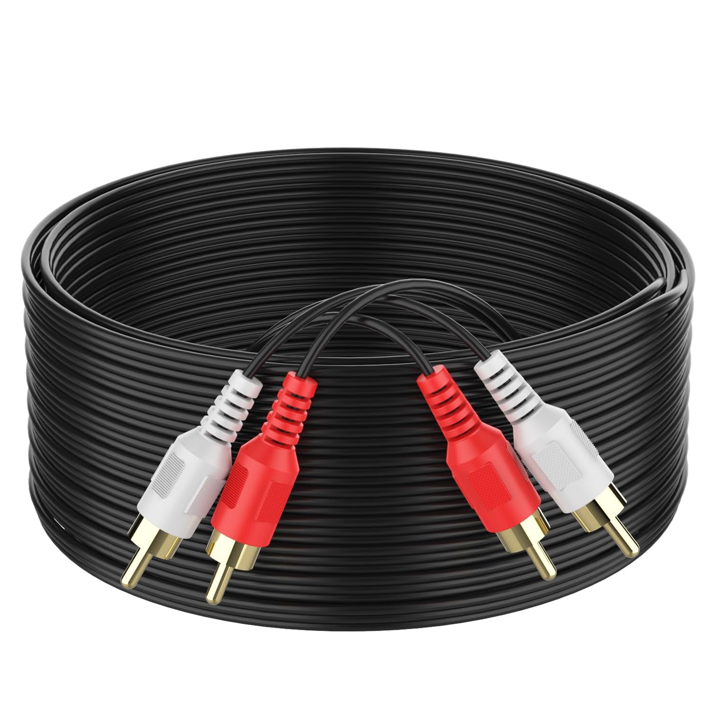 Abireiv RCA Cable 50ft,2RCA M/M Stereo Audio Cable [24K Gold Plated | Copper Core] 2RCA Male to 2RCA Male.For Home Theater, HDTV, Amplifiers, Hi-Fi