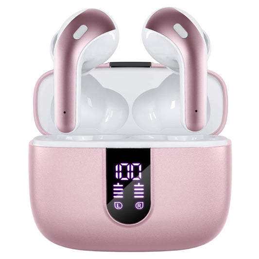 TAGRY Bluetooth Headphones True Wireless Earbuds 60H Playback LED Power Display Earphones with Wireless Charging Case IPX5 Waterproof in-Ear Ear buds