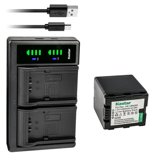 Kastar 1-Pack VW-VBN260 Battery and LTD2 USB Charger Replacement for Panasonic HDC-SD900, HDC-SD909, HDC-TM900, HDC-TM900GK, HDC-TM900GK-3D