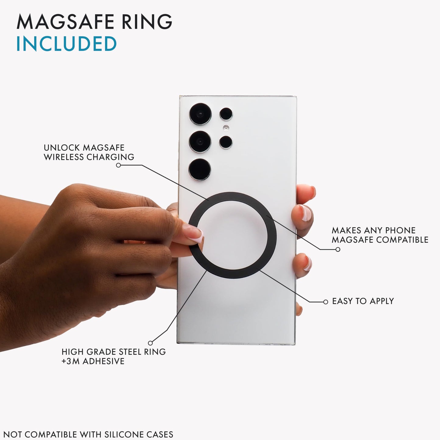 LoveHandle PRO MagSafe Compatible Magnetic Phone Grip w/Kickstand - Mount, Strap and Stand for Smartphone and Tablet - MagSafe Ring Included - Fits