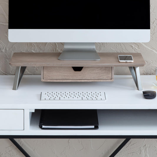 Anji Mountain Monitor Stand - Desktop Organizer & Laptop Riser, Ergonomic Monitor Riser, Space-Saving Monitor Stand for Desk, Durable Construction