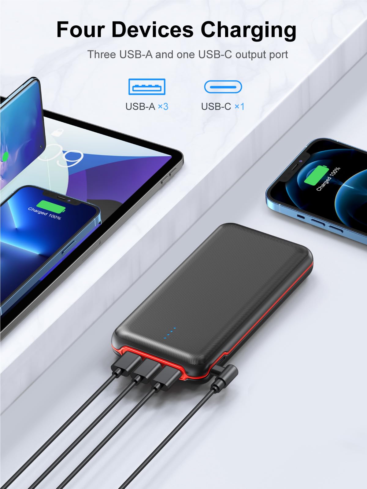 RETMSR Portable Charger 30000mAh 22.5W USB C Fast Charging with Flashlight