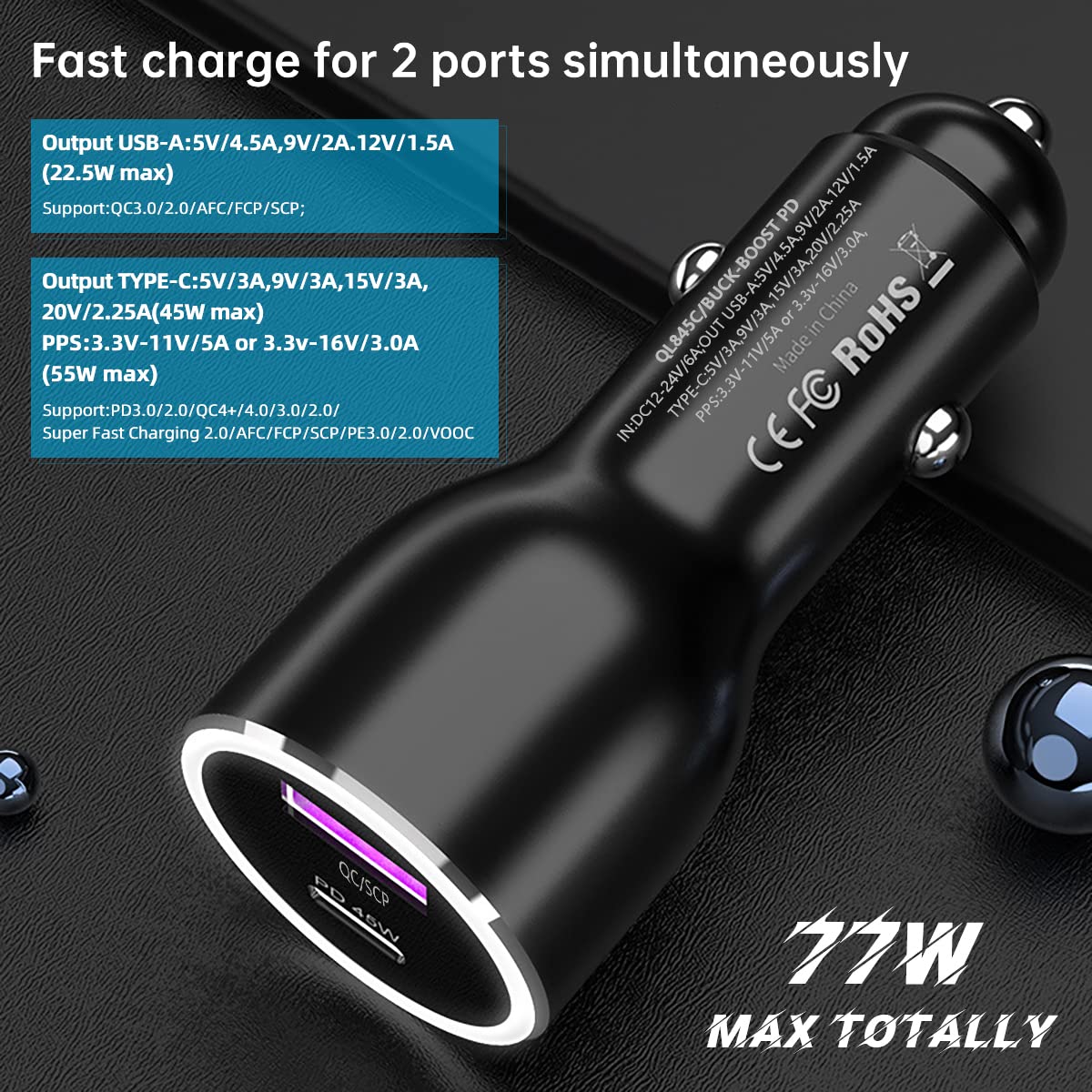 45W Super Fast Charger USB Type C Combo Kit Wall/Car Charger PD PPS for Samsung Galaxy S26 S25 S24 S23 S22 Ultra Plus S21 A25 A15 A53 A52 5G iPhone 17