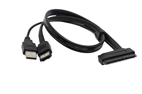 SinLoon 2.5'' Hard Disk Drive SATA 22Pin to eSATA Data 5V USB Powered Cable Adapter for Optimized for SSD, Support UASP SATA IIIEC-SSHD(Black)