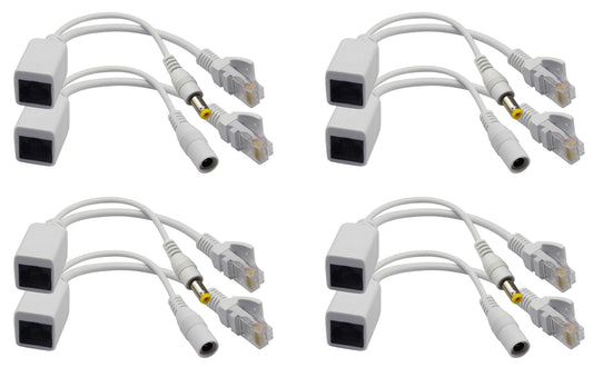 zdyCGTime Passive PoE Injector and PoE Splitter Kit with RJ45 Ethernet and Power via DC 5.5x2.1 mm F/M Adaptor Connector?White 4 Pairs