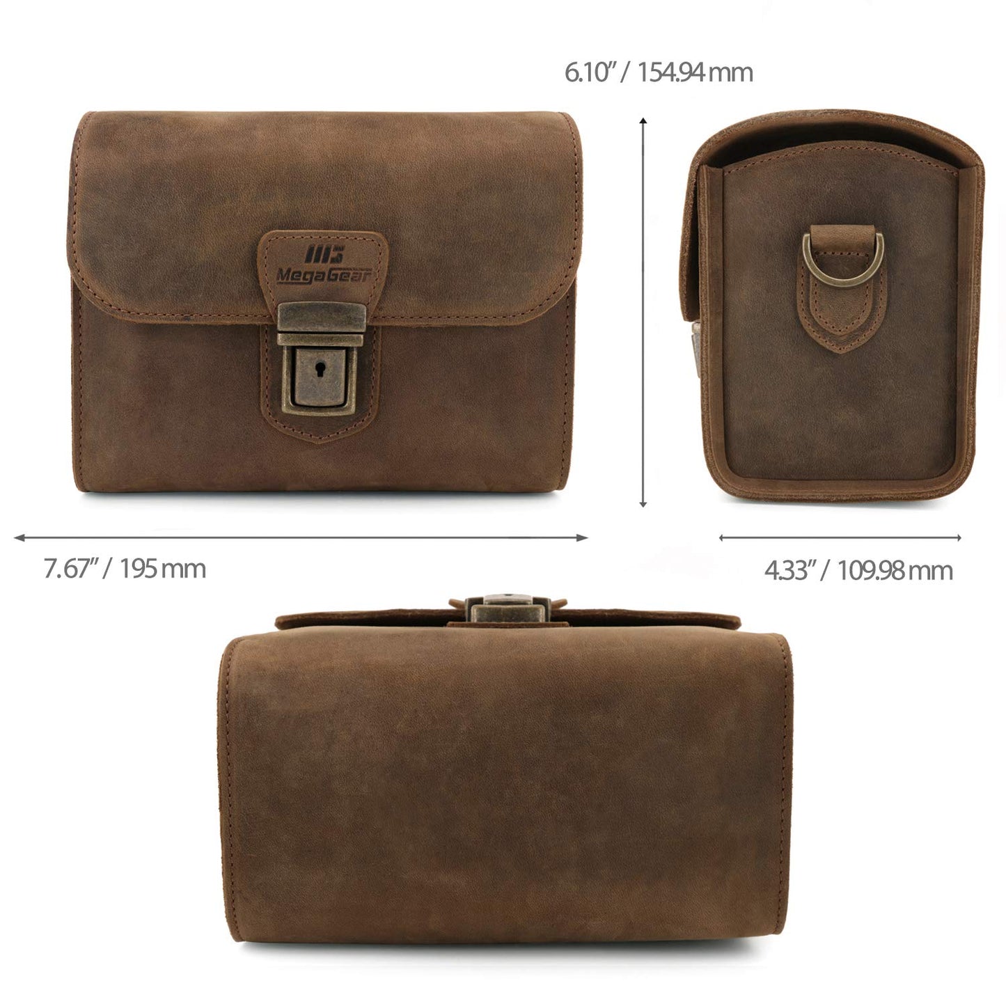 MegaGear Pebble Genuine Leather Camera Messenger Bag for Mirrorless, Instant and DSLR Cameras
