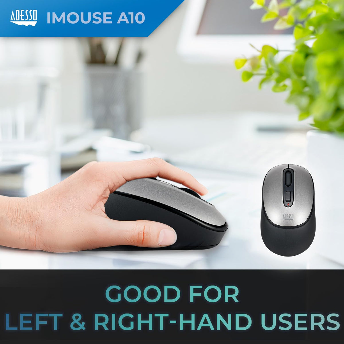 Adesso iMouse A10 Wireless Optical Mouse, 2.4 GHz