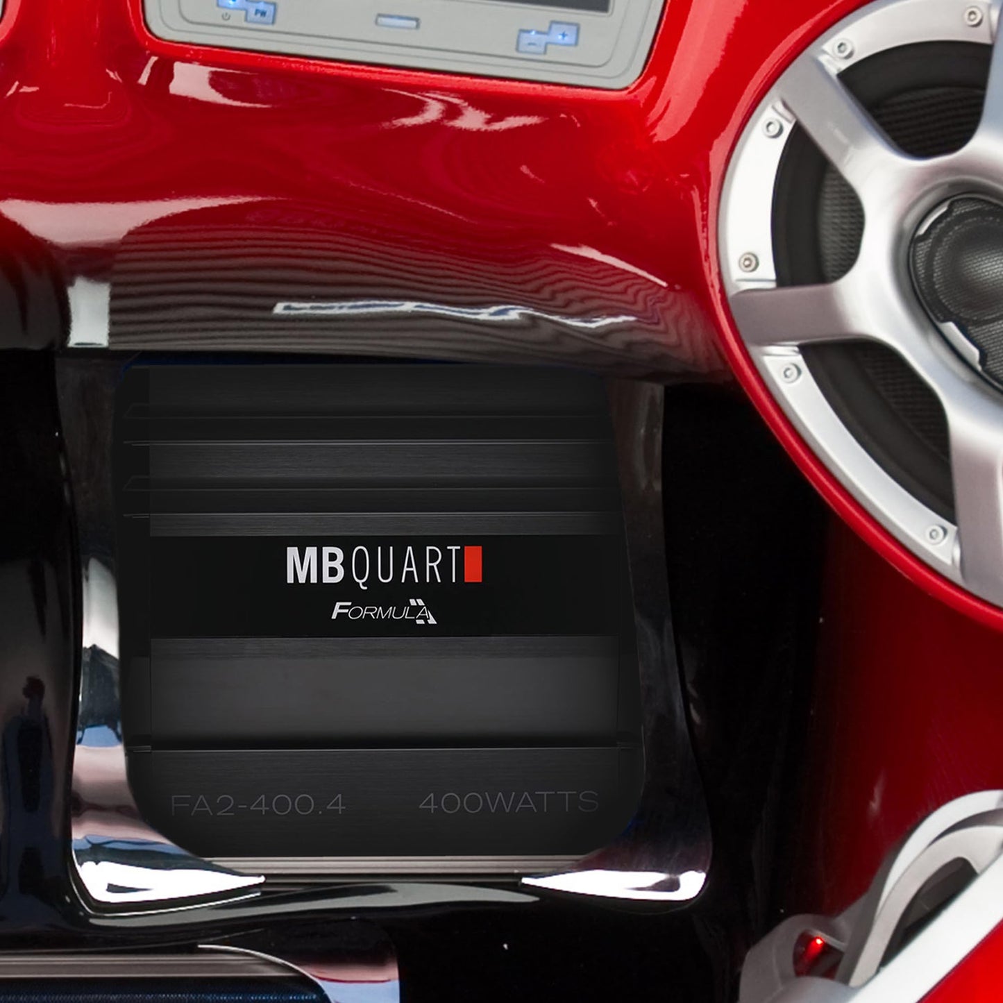 MB Quart Formula 400 Watt 1 Ohm Stable 4 Channel Full Range Class Q1 Car Audio Mobile Amplifier with Bass Remote, FA2-400.4, Black