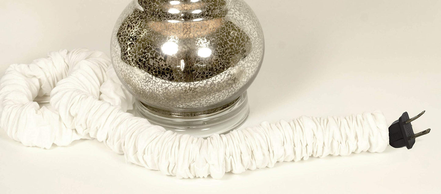 White Wash Linen Lamp Cord Cover 9 ft long White