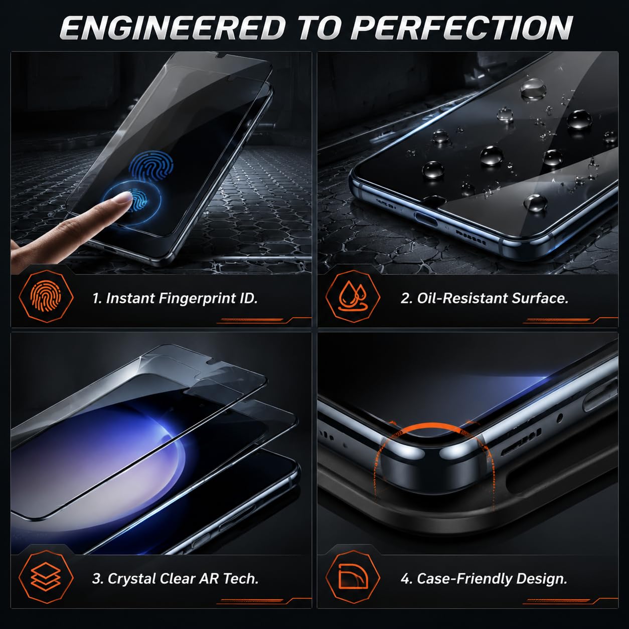 2+2 Pack Galaxy S23 Privacy Screen Protector, Anti Spy Tempered Glass 9H Hardness with 2 Pack Camera Lens Protector, Private Guard Bubble Free Case