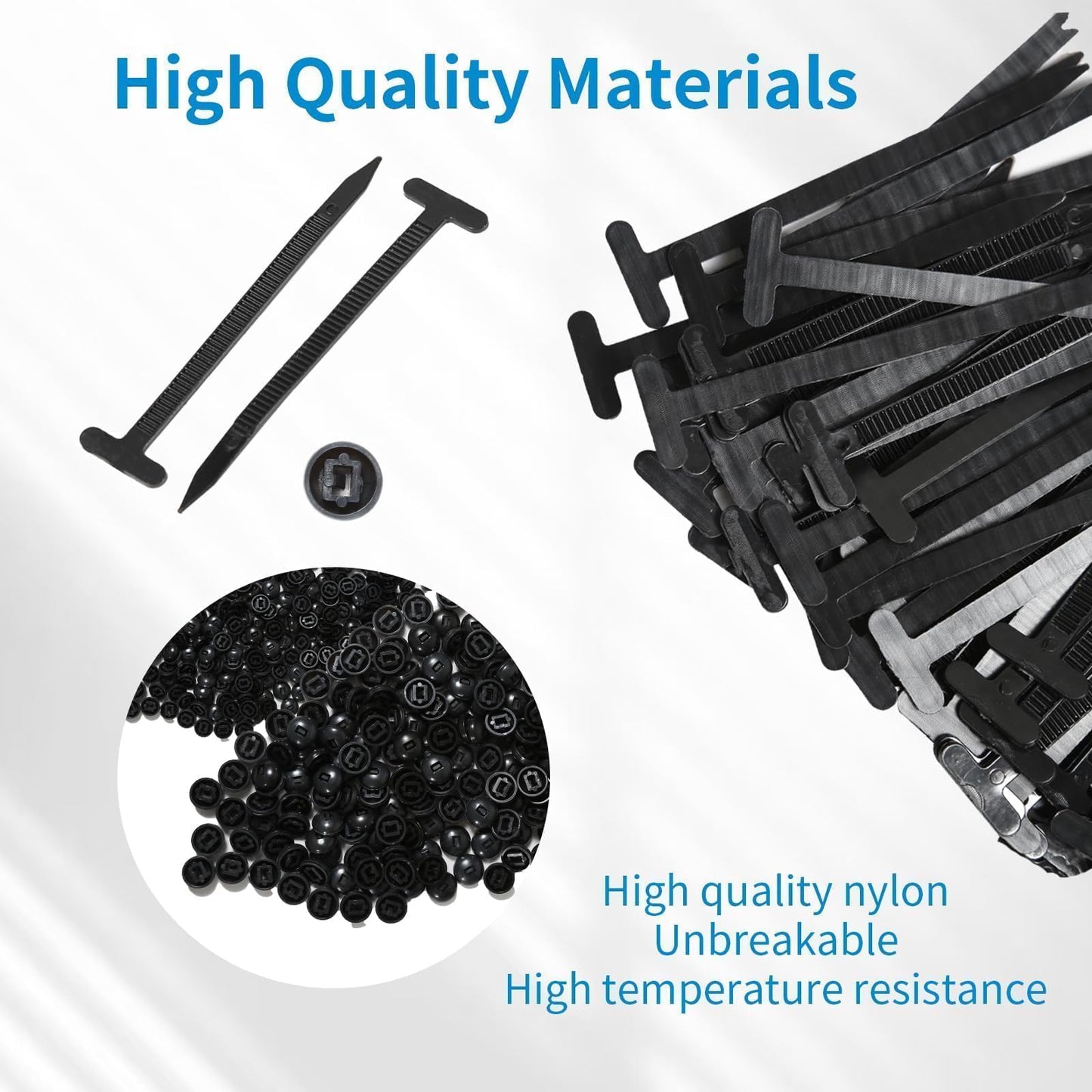 200PCS Nylon Universal Cable Tie Buckles, Heavy Duty Automotive Cable Ties & Fasteners, T-Head Clips Universal Car Bumper Fender Clips, Wire Bundling