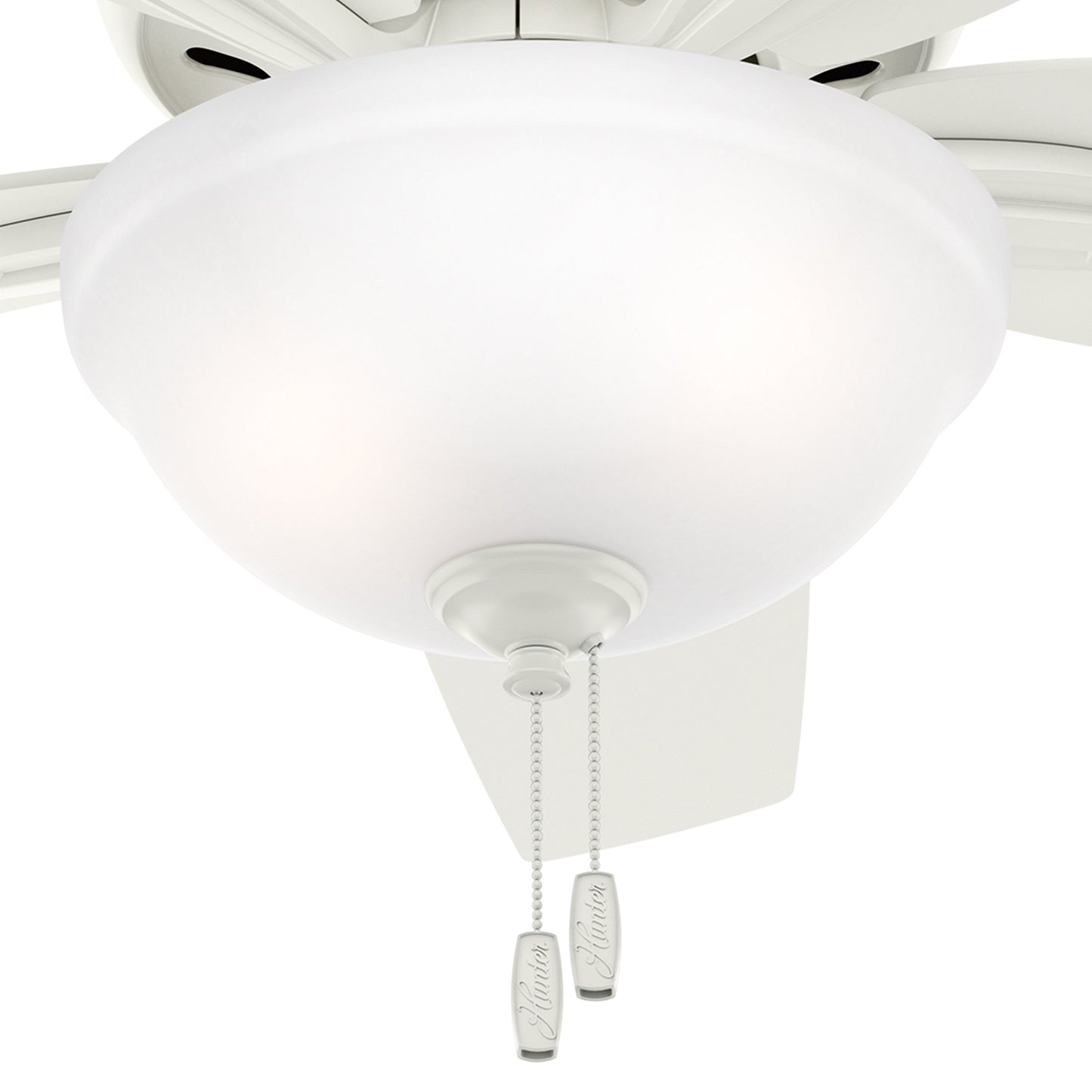 Hunter Fan 42in Low Profile Ceiling Fan in Fresh White with Clear Frosted Glass Light Kit, 5 Blade (Renewed)