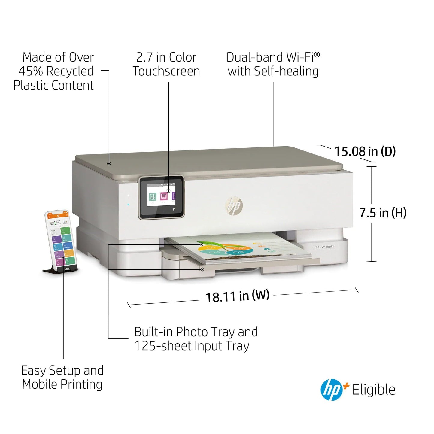 HP Envy Inspire 7255e Wireless All-in-One Inkjet Photo Printer, 3 Months Instant Ink & More with Optional Upgrade During Setup, Print, Copy, Scan