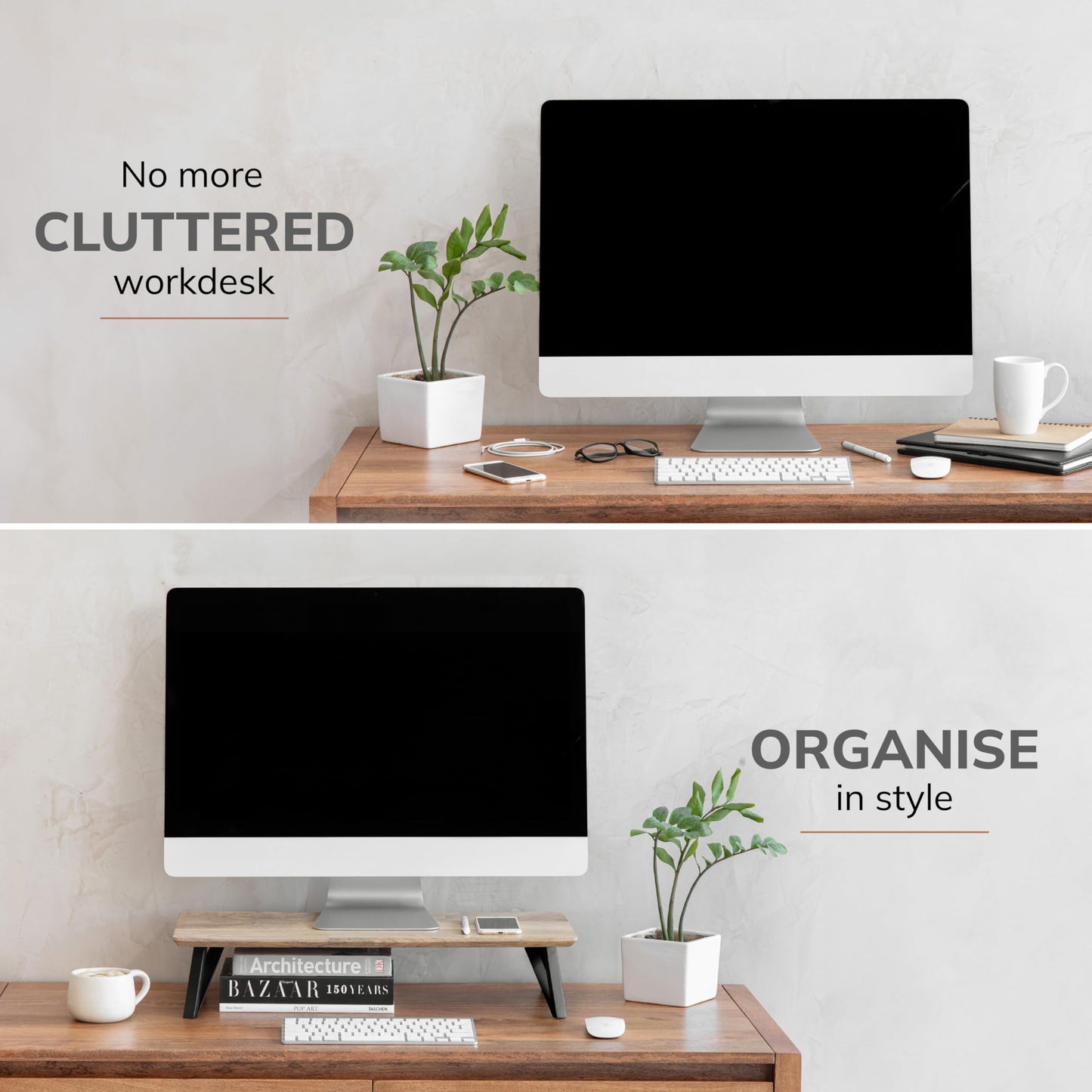 Anji Mountain Monitor Stand - Desktop Organizer & Laptop Riser, Ergonomic Monitor Riser, Space-Saving Monitor Stand for Desk, Durable Construction