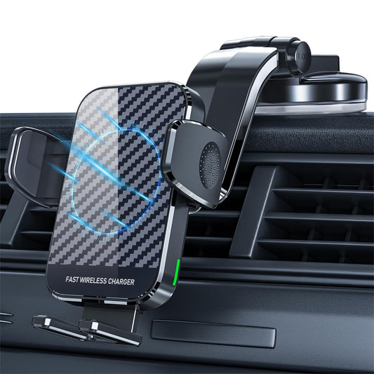 Wireless Car Charger, 15W Fast Charging Phone Holder Mount Windshield Dashboard Car Accessories Phone Mount for iPhone 14 13 12 Mini Pro Max 11 XR XS