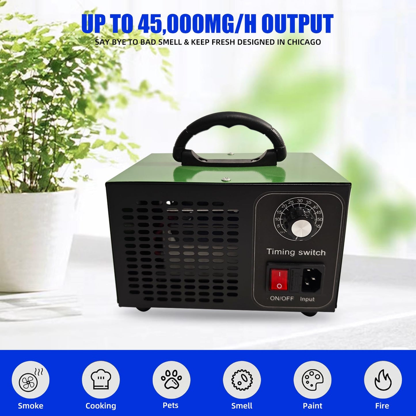 Ozone Generator, O3 Air Purifiers Odor Eliminator, High Capacity Ozone Machine, Ionizer Air Purifier Ozone for Home, Commercial, Industrial