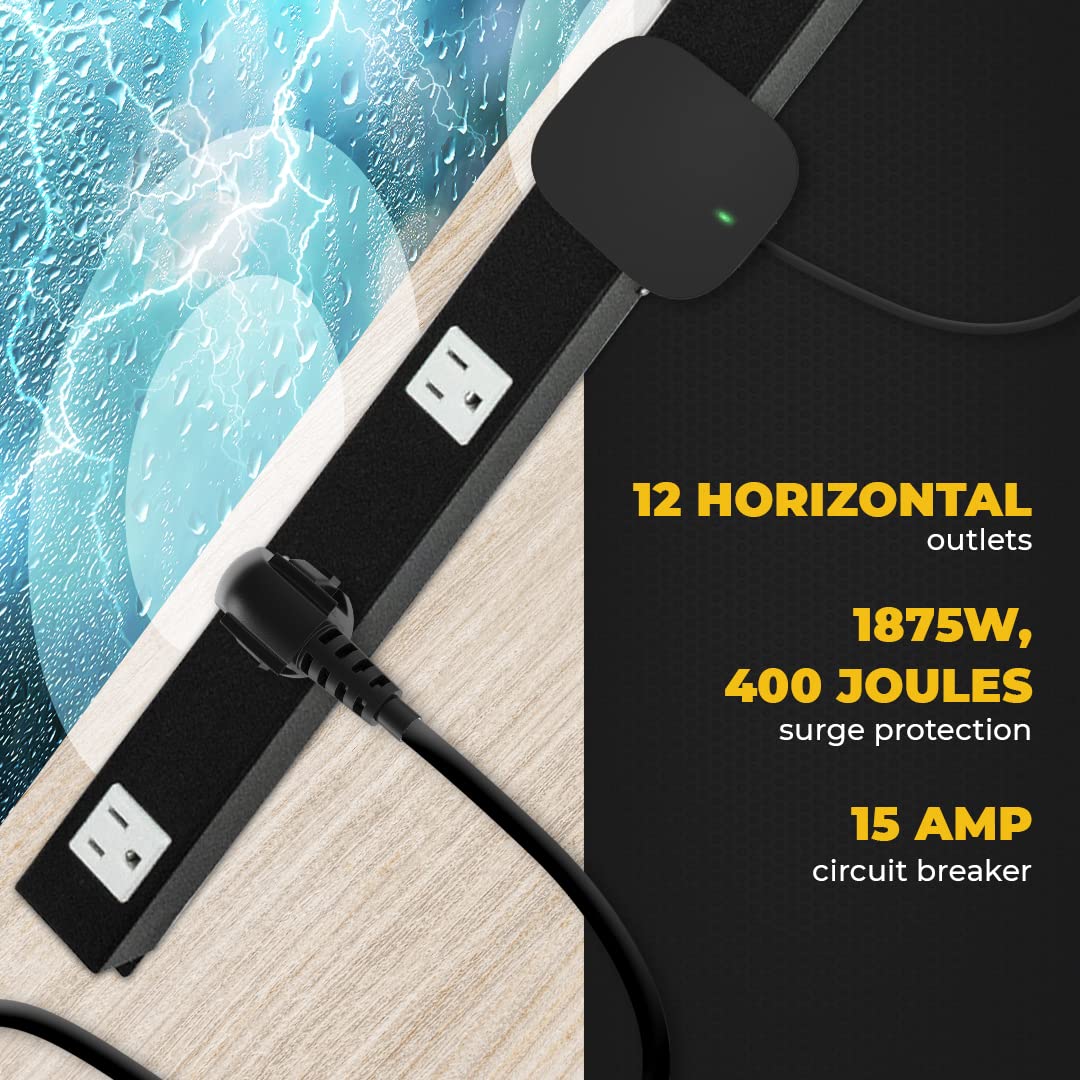 Opentron 12 Outlets 4 Feet Body Heavy Duty Metal Surge Protector Power Strip (4 Feet 12 Outlet 6 Feet Power Cord)