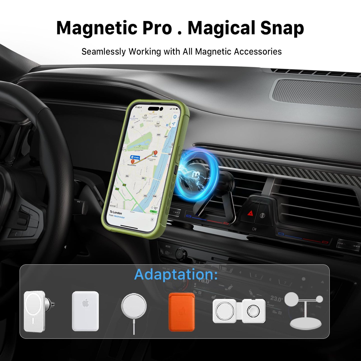 M MYBAT PRO Maverick Series for iPhone 15 Pro Max Case with Belt Clip Holster,[Compatible with Magsafe] w/Screen
