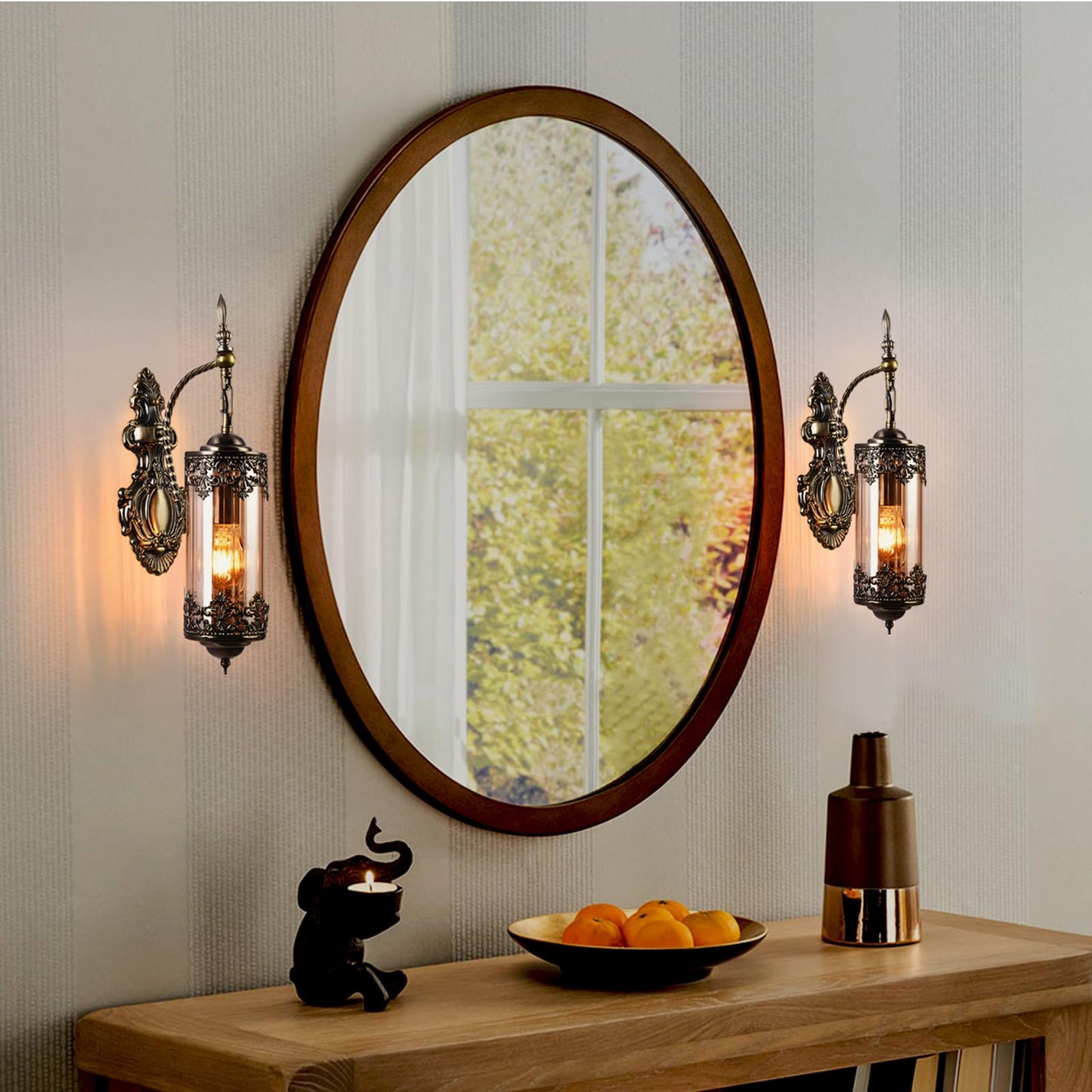Omgomne Rustic Wall Sconce with Amber Glass Gothic