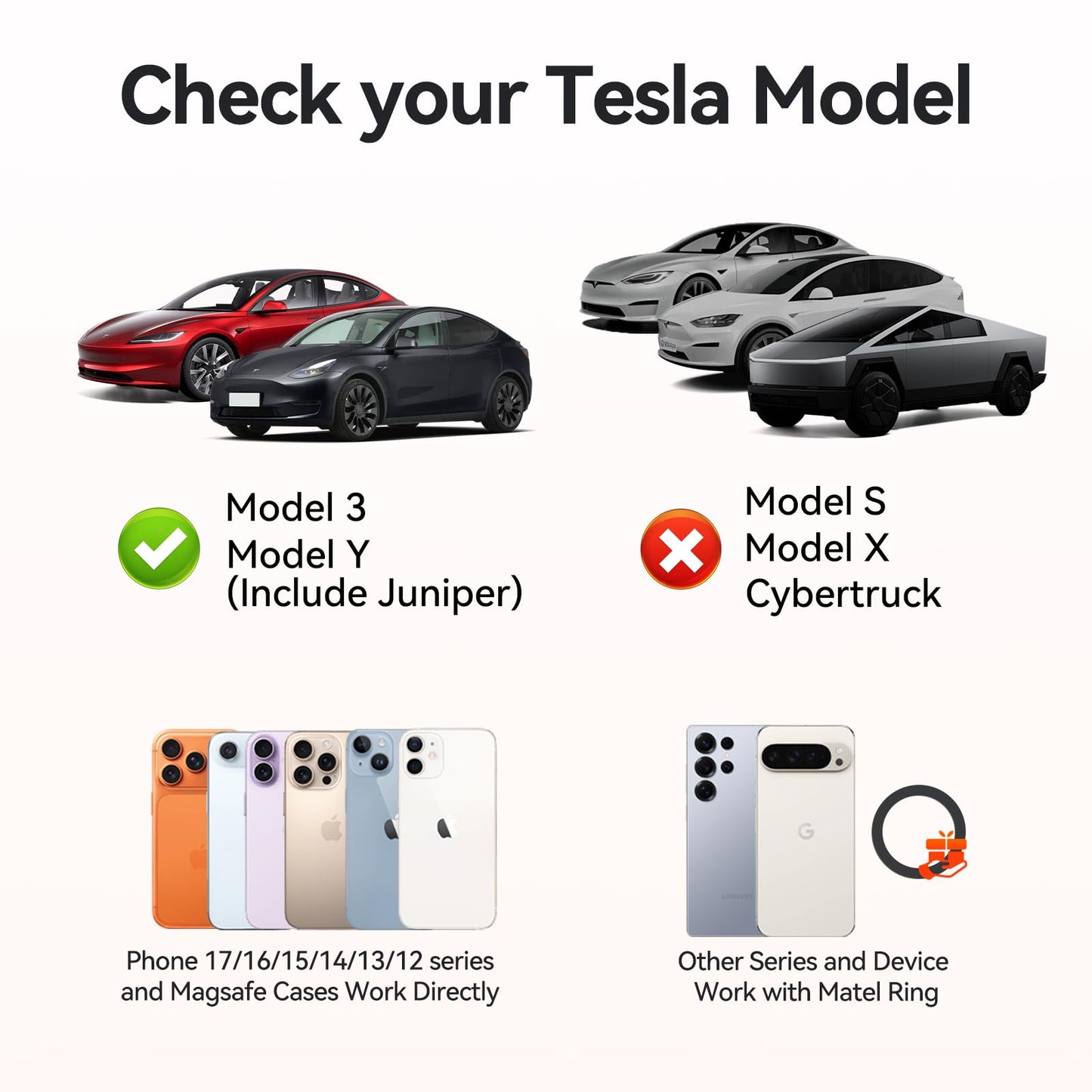 Tesla Phone Mount for Model 3/Y: [2026 Screen-safe Suction] for Tesla Model 3/Y/Juniper Accessories for Magsafe Car Mount,Magnetic Phone Holder