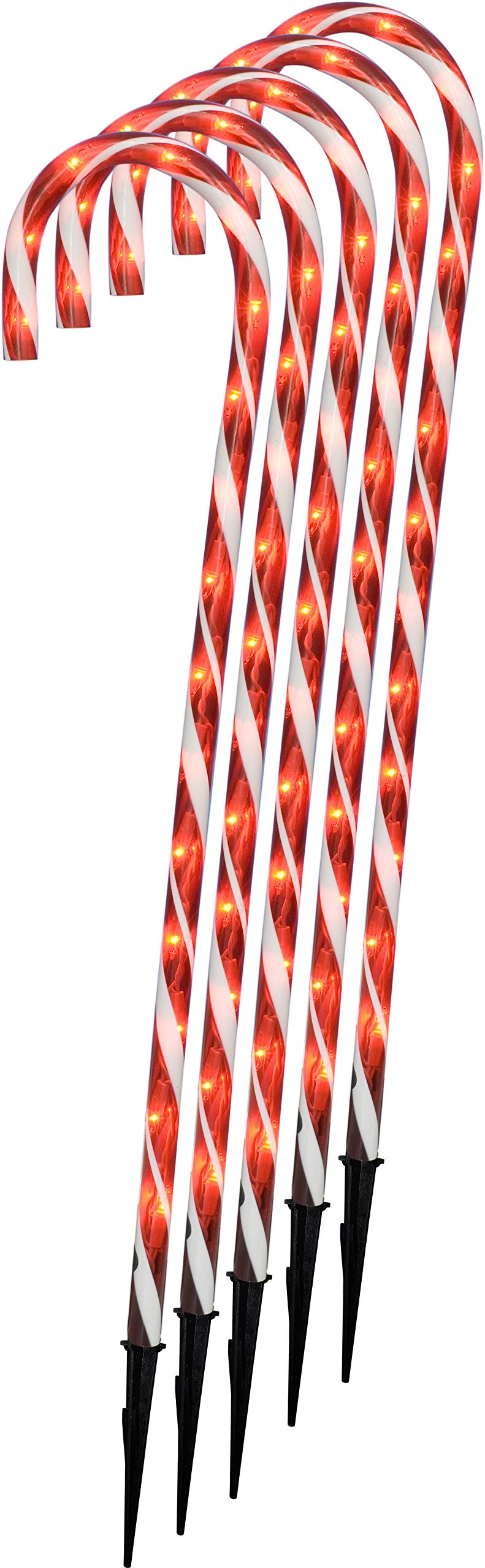 Tupkee Pre-Lit Candy Cane Decorations -Pathway Christmas Lights, 26-Inches (66 cm), Set of 5, Outdoor Christmas Decorations Yard Candycane Peppermint