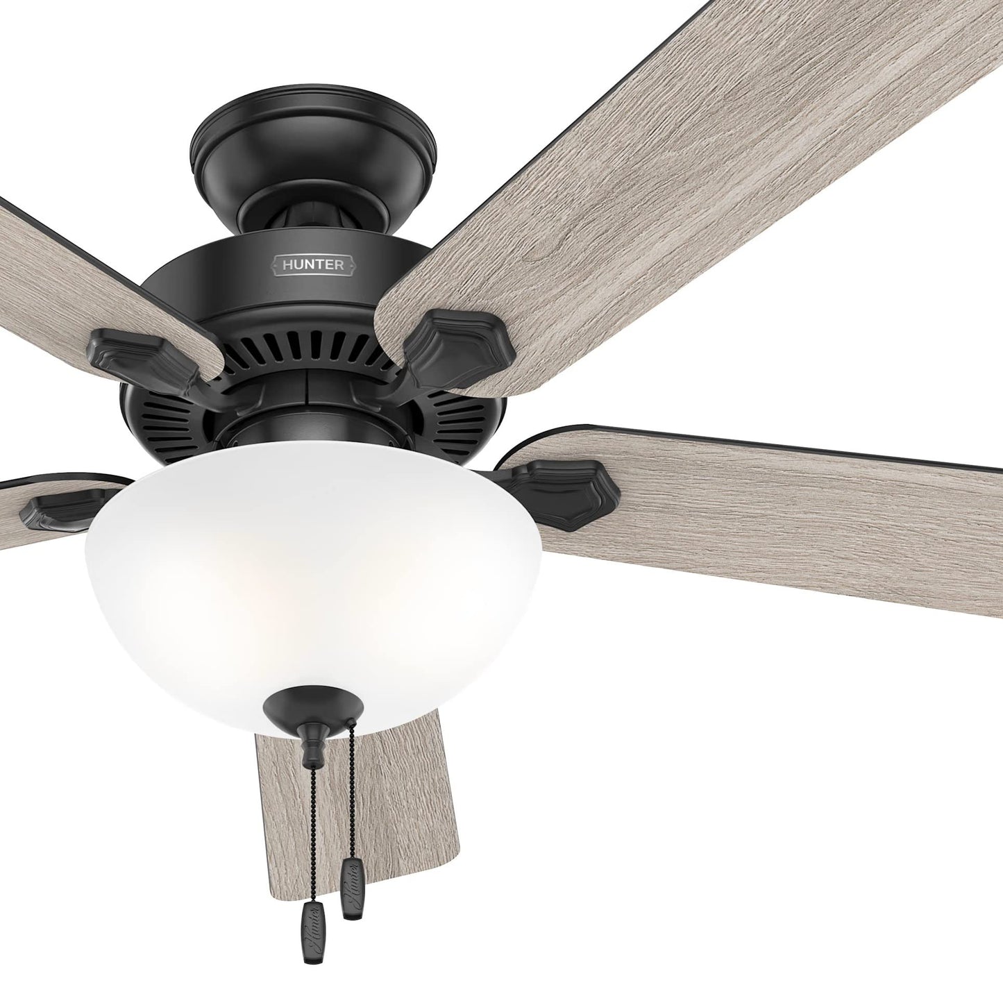 Hunter Fan 52 Inch Casual Matte Black Finish Indoor Ceiling Fan with LED Light Kit and Pull Chain (Renewed)