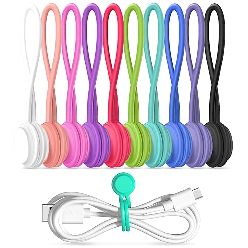 Magnetic Cable Ties 10 PCS Reusable Cable Organizers Earbuds Cords USB Cable Manager Keeper Wrap Ties Straps Bookmark Clips Whiteboard Noticeboard