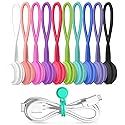 Magnetic Cable Ties 10 PCS Reusable Cable Organizers Earbuds Cords USB Cable Manager Keeper Wrap Ties Straps Bookmark Clips Whiteboard Noticeboard