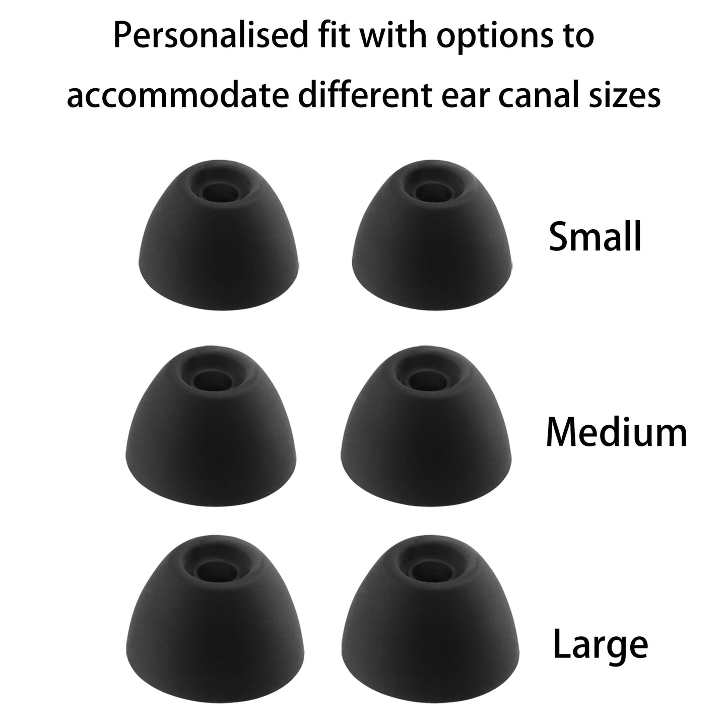 NANLANFAN Replacement Silicone Ear Tips for Ray-con E25, Ray-con Everyday/Fitness Earbuds, 9 Pairs (S/M/L, Black)