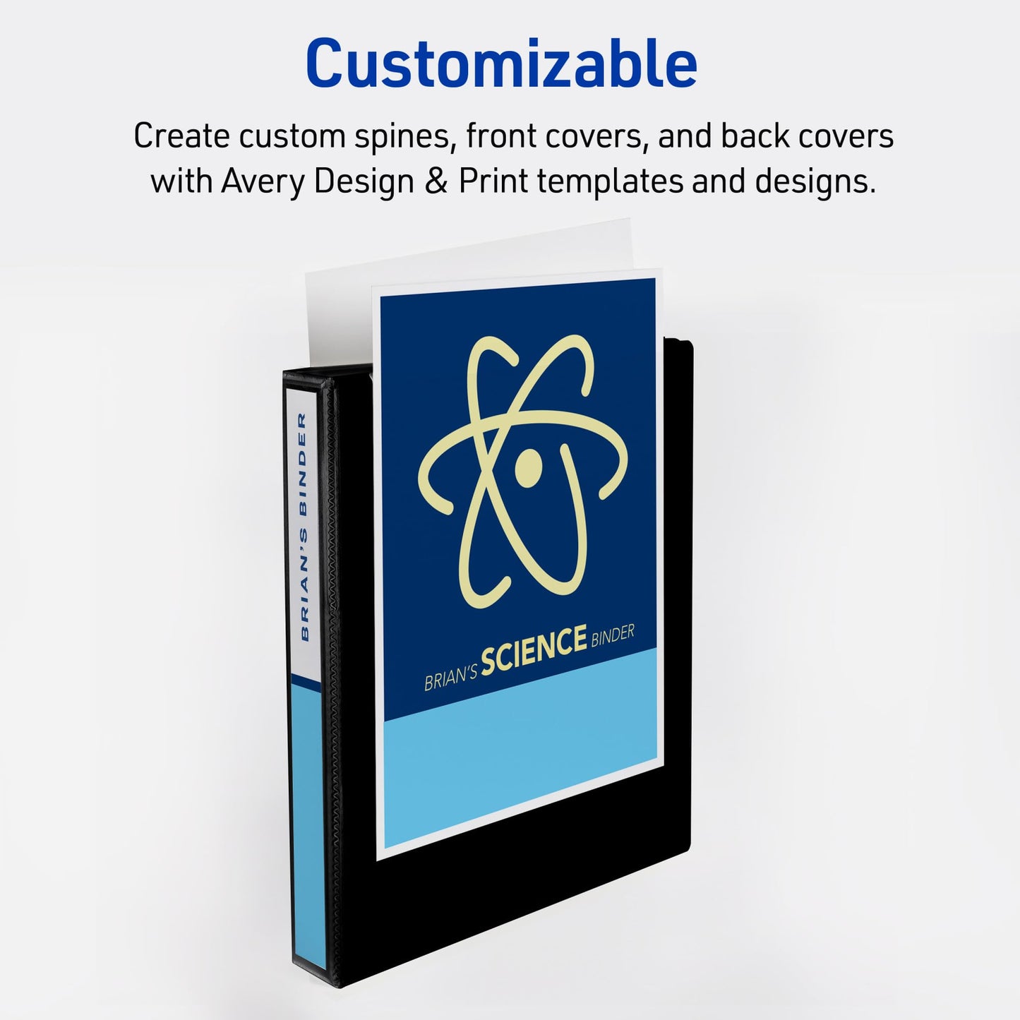 Avery Durable View 3 Ring Binder, 1 Inch Slant Rings, 250-Sheet Capacity, DuraHinge, 1.4 Inch Wide Spine, Customizable Clear Covers and Spine, 1 Dark