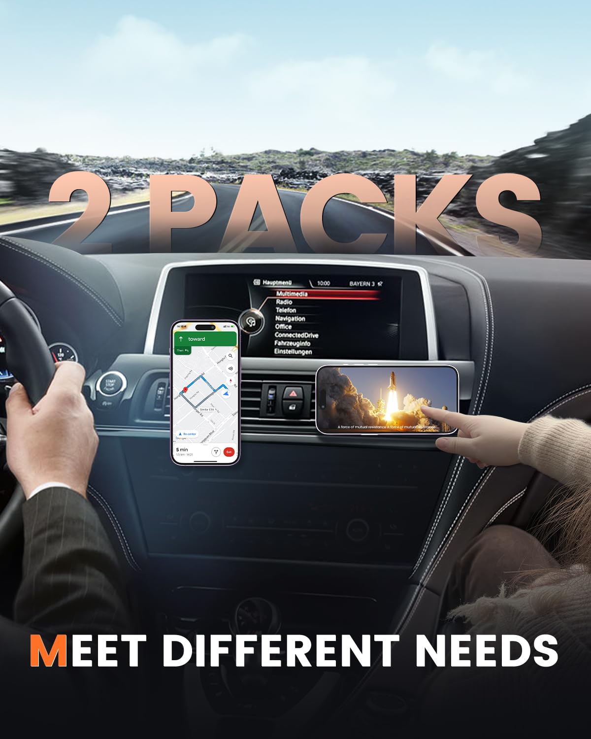 APPS2Car 2 Pack Magnetic Phone Car Mount, Car Phone Holder Mount Magnetic, Built in 6 Strong Magnets, Air Vent Cell Phone Holder for Car