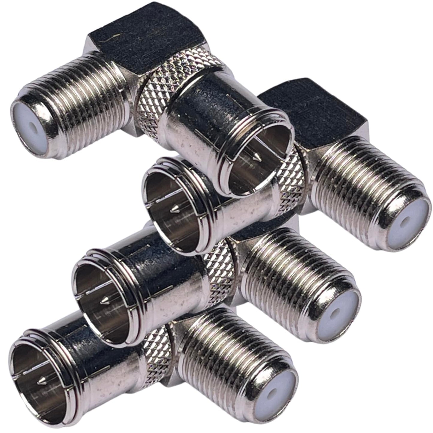 CESS Right Angle Coax Quick Adapter F-Jack Push-On Male Female, 4 Pack