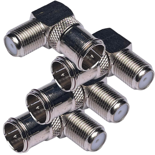 CESS Right Angle Coax Quick Adapter F-Jack Push-On Male Female, 4 Pack