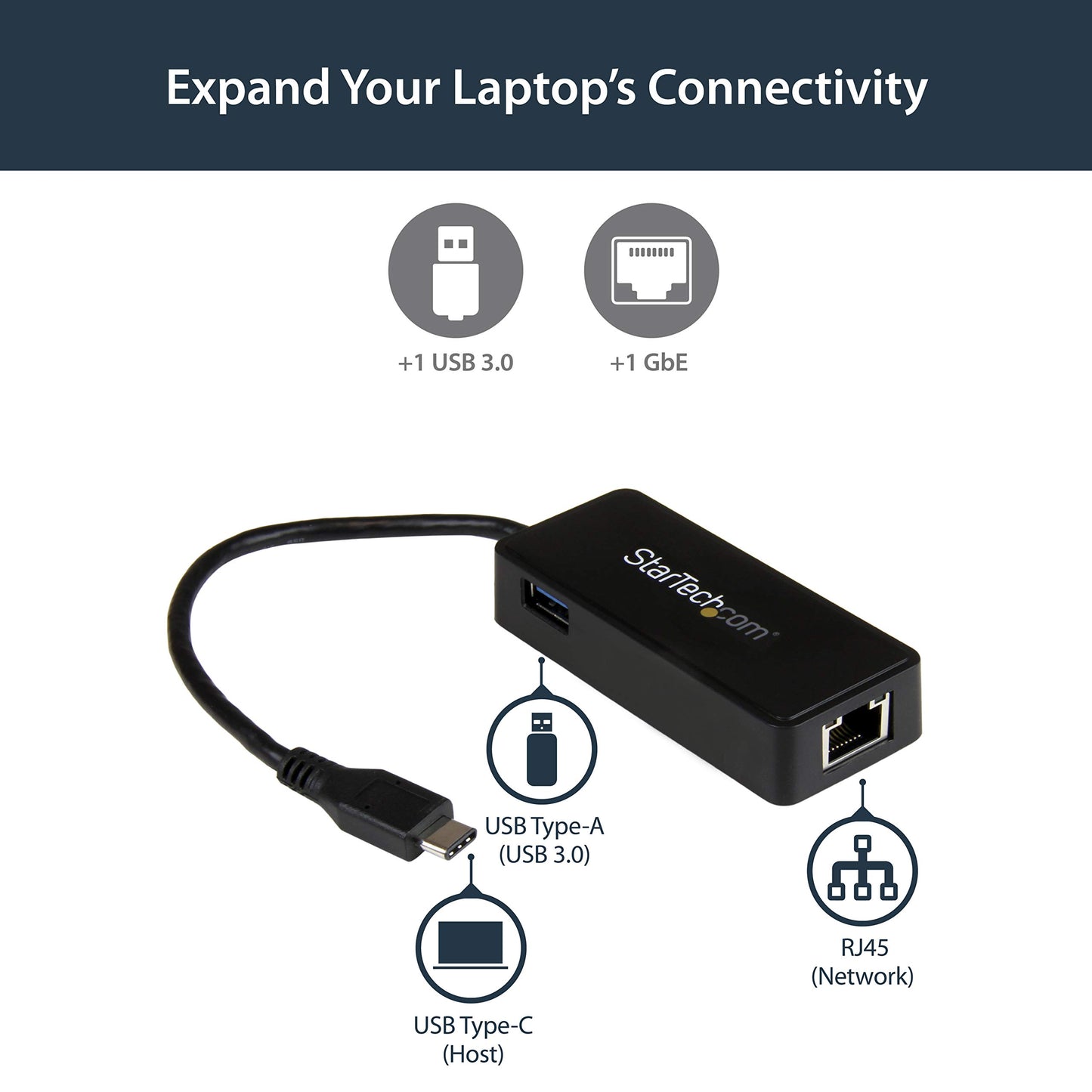 StarTech USB-C to Ethernet Gigabit Adapter, Thunderbolt 3 Compatible