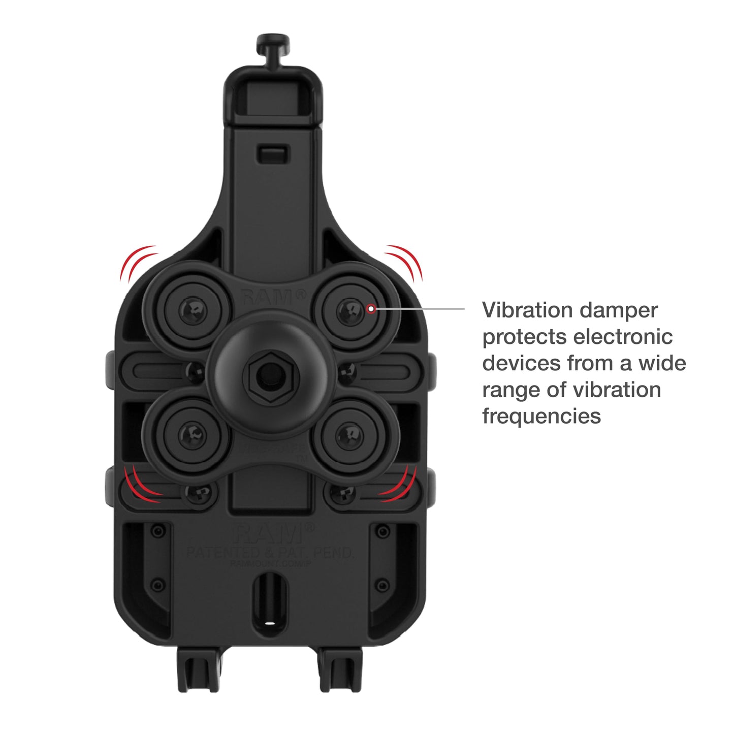RAM MOUNTS Quick-Grip Pro Motorcycle Phone Holder with Vibration Damper, B Size 1" Ball Mount for Smartphones & GPS Devices, RAM-HOL-PD5BVU
