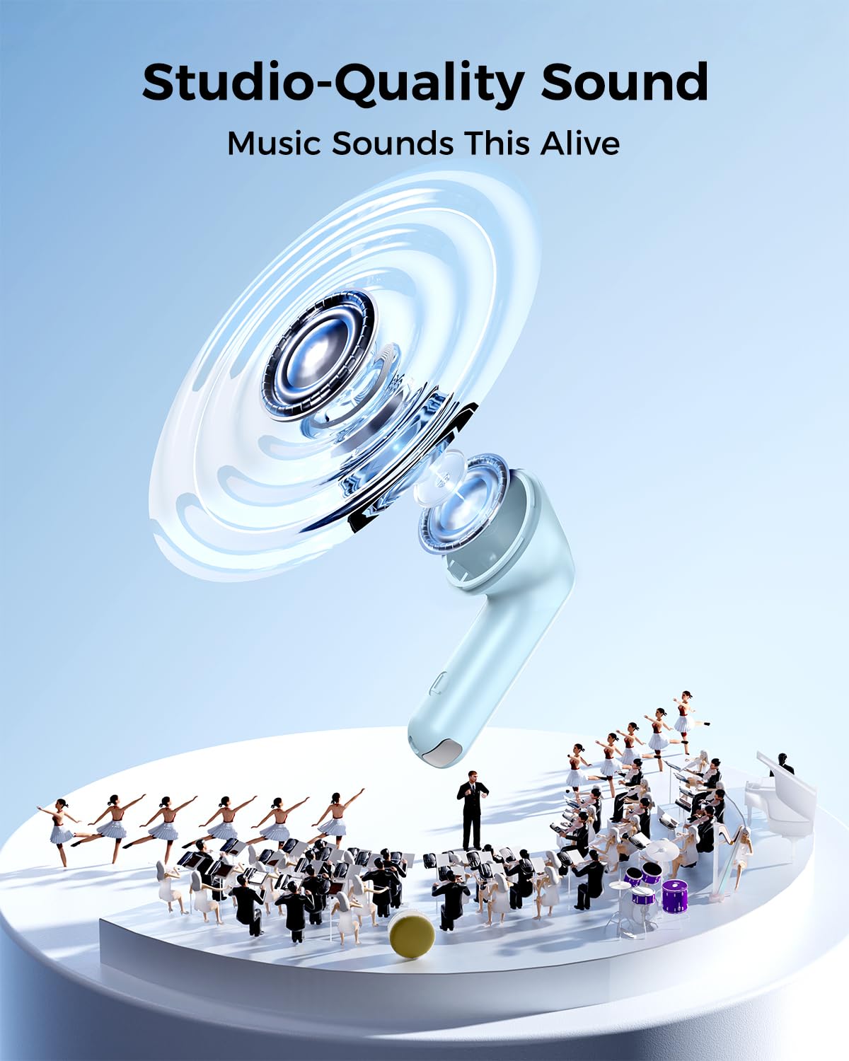 Wireless Earbuds,Bluetooth in Ear Buds with Immersive Surround Sound Stereo,Tap-Control,48 Hours Playtime,Bluetooth 5.4 LED Display Charging…