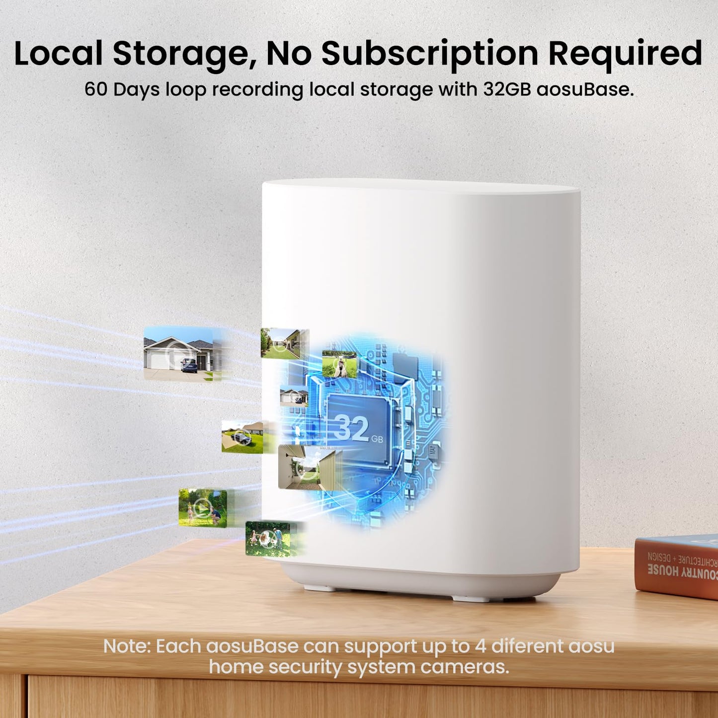 aosu 3K/5MP Security Cameras Outdoor Wireless Home Surveillance System, Solar Powered, 166° Ultra-Wide-Angle, HD Color Night Vision, Spotlight & Siren