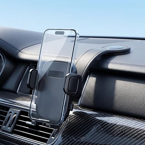 YUHENG Car Phone Holder for Dashboard, Bendable Aluminum Arm Phone Mount with One-Button Release Clamp, Dual 360° Adjustable Anti-Shake Holder