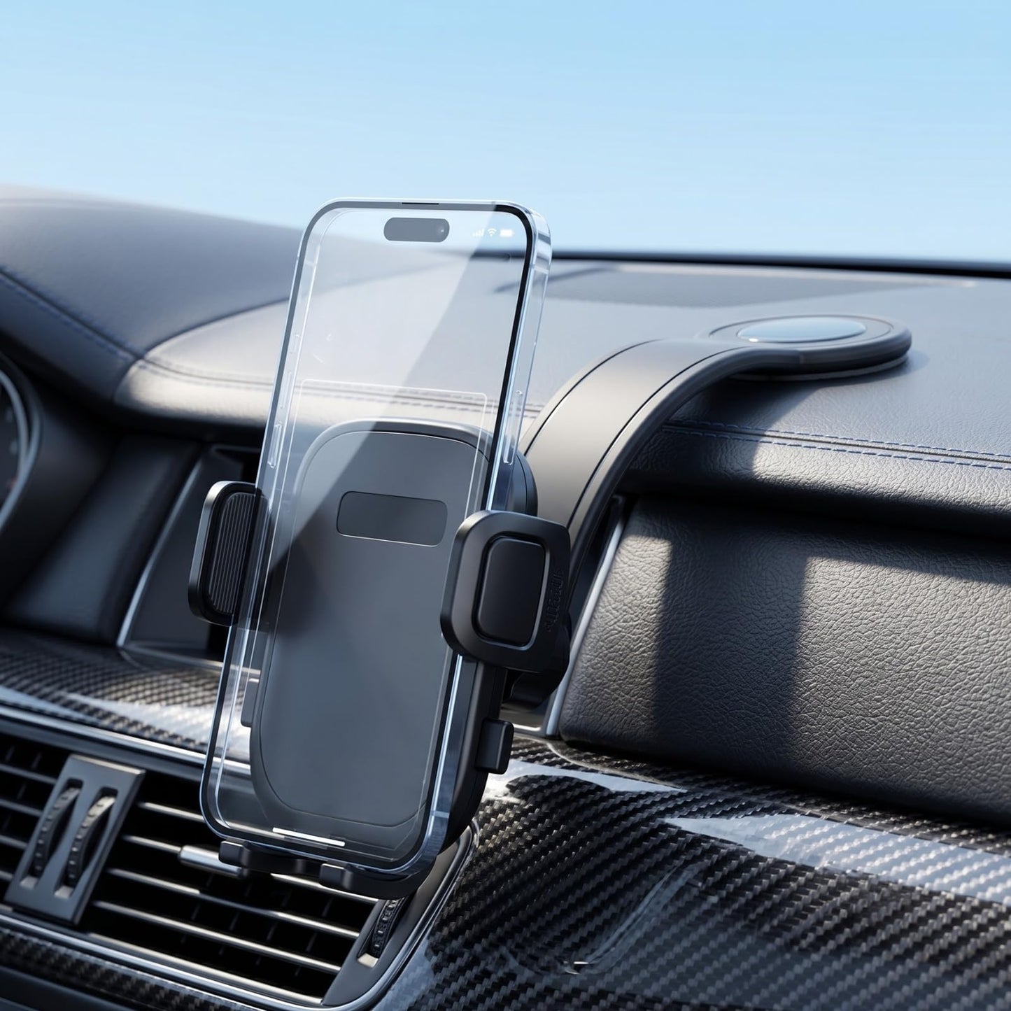 YUHENG Car Phone Holder for Dashboard, Bendable Aluminum Arm Phone Mount with One-Button Release Clamp, Dual 360° Adjustable Anti-Shake Holder