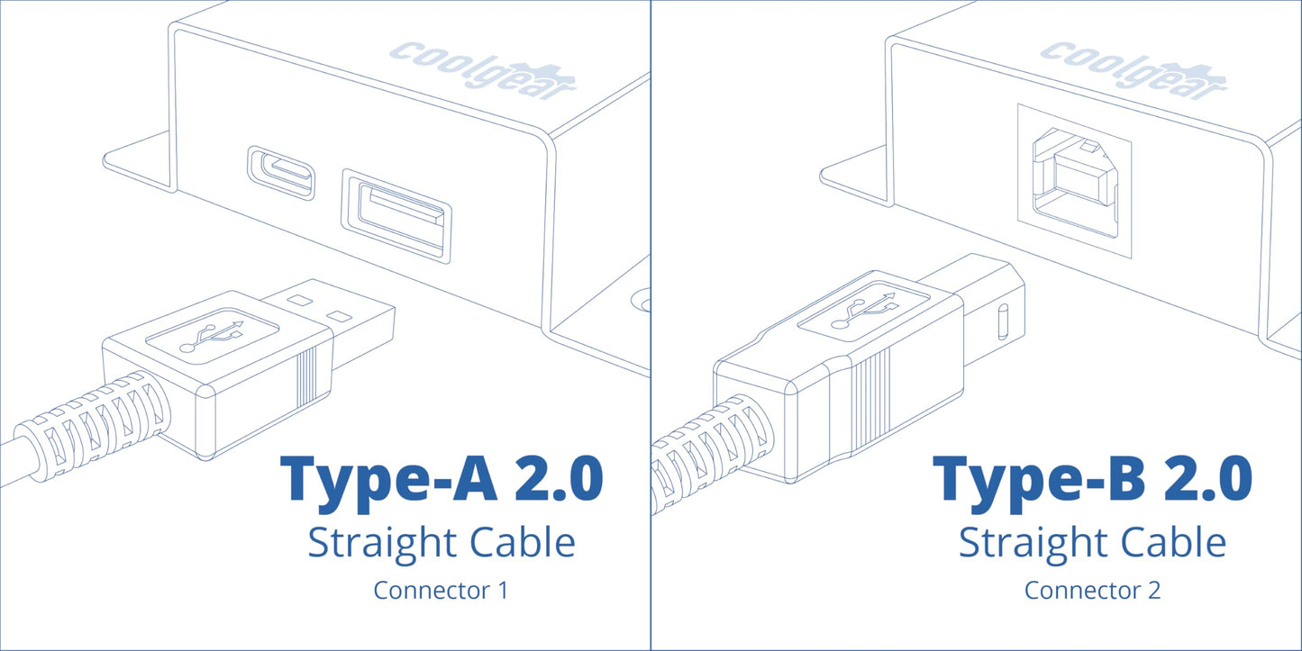 USBGear 2ft. Black USB 2.0 A to B Device Cable