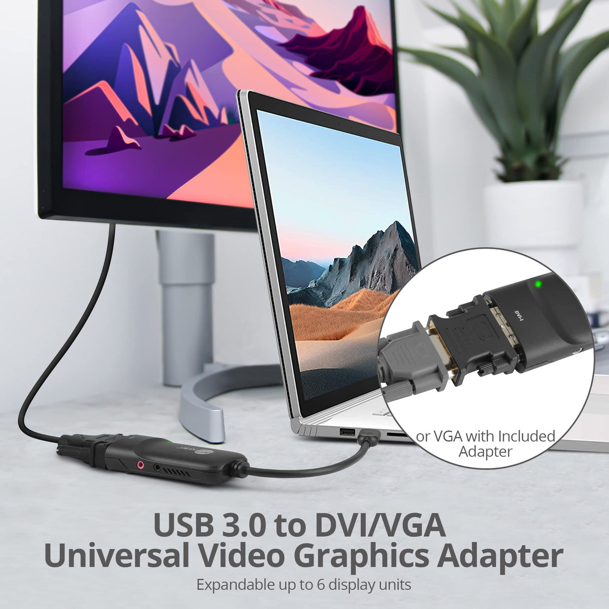 SIIG USB 3.0 to DVI and VGA Display Adapter, 2048x1152, JU-DV0112-S3