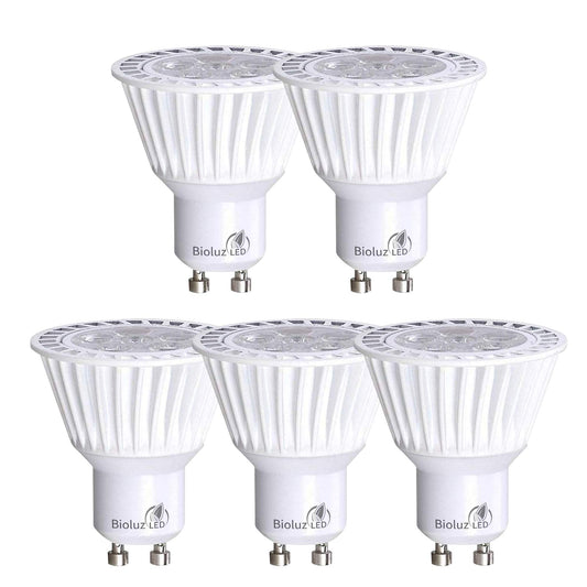 Bioluz LED 5 Pack LED Bulbs Commercial Grade GU10 LED Light Bulb Dimmable 3000K, 50W Halogen Replacement, LED Lights for Bedroom & Home Decor, 120V UL