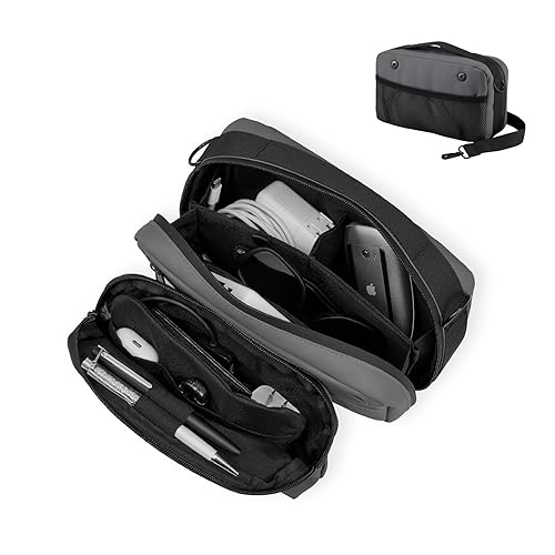AZG GO Travel Organizer Pouch Electronic Accessories Carry Case Waterproof Double Layers All-in-One for Cord, Phone, Airpods, USB Flash Drive for Men