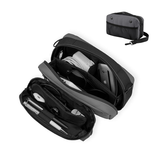 AZG GO Travel Organizer Pouch Electronic Accessories Carry Case Waterproof Double Layers All-in-One for Cord, Phone, Airpods, USB Flash Drive for Men