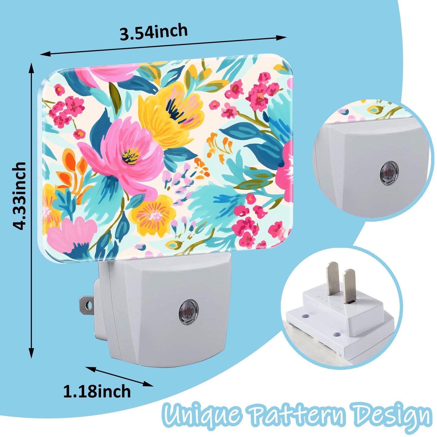 AKKAVNIA Night Light Blooming Flowers Plug-in Wall LED Night Lamp with Dusk-to-Dawn Smart Sensor Lamp for Adult Bedroom Living Room Hallway Kitchen