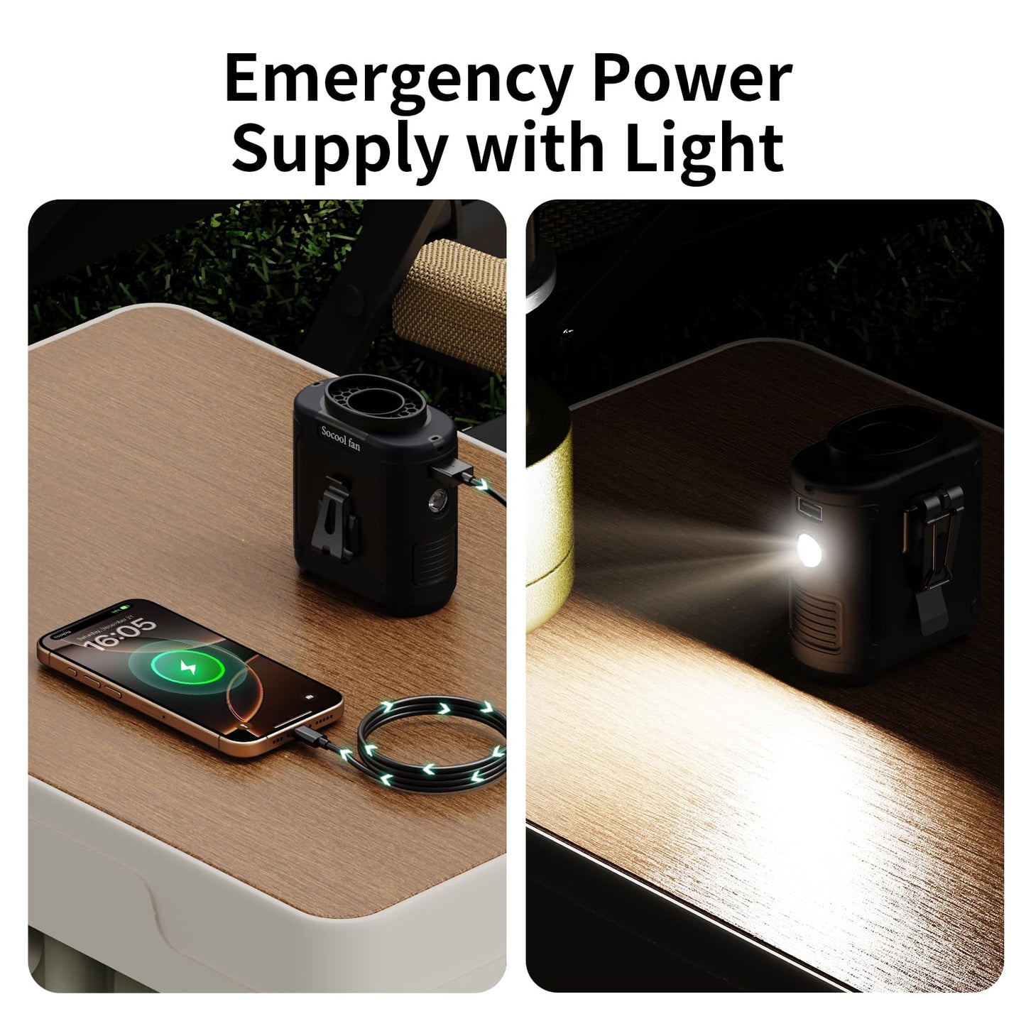 Socool 10000mAh Portable Waist Fan Clip on Wearable Belt Personal Fan Rechargeable Battery Operated With 5 Speeds & Flashlight Neck Hands-Free 40H